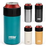 TYESO 缶ホルダー 保冷 ペットボトル 保温 保冷缶ホルダー タンブラー 2WAYタイプ 500ml 缶用 滑り止め 真空断熱 (青, 500ml)