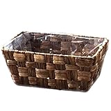 定番バスケット　ロータスステムカゴ　4寸連鉢角タイプ　鉢カバー　ブラウンチェッカー　3-1057　Lotus stem