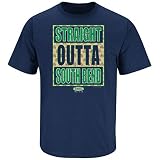 スマックアパレルNotre Dameサッカーファン。Straight Outta South Bend。海軍Tシャツ(sm-5 X) S