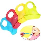 ING STYLE シリコン ベビースタイ 4色セット 立体ポケット 防水 ビブ