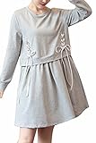 (マーシェル) Marshel マタニティ ワンピース チュニック リボン 産前 産後 長く使える 妊婦服 グレー XL
