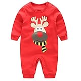 エルフ ベビー(Fairy Baby)新生児服 ベビーカバーオールロンパース 長袖クリスマス衣装 73cm レッド 鹿