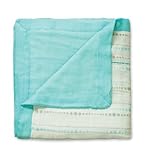 aden + anais rayon from bamboo fiber muslin dream blanket, azure - bead/solid aqua by aden + anais [