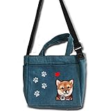 ショルダーバッグ デニムバッグ/お散歩バッグ/柴犬 7/犬 かばん トートバッグ/キャンバス雑貨グッズ犬雑貨