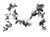 meiliy Lily Vineシルク花ガーランド人工植物花葉つるホームウェディング装飾 パープル