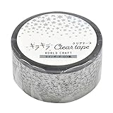 ワールドクラフト マスキングテープ キラキラクリアテープ レインボーオーロラ箔 幅20mm Stars KCT20-023