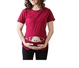 Zhhyltt 出産のtシャツ Women's Fashion Maternity T-Shirt Peeking Baby Funny Pregnancy Gift T-Shirt