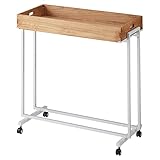 木製トレー付きワゴン ホワイト トレー色：ライトブラウン 【 陳列棚 陳列 ワゴン 販売 什器 陳列台 販売台 ストア・エキスプレス 】 61-797-42-2_2366-125