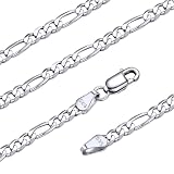 [Silvora] シルバー925 ネックレス メンズ チェーンのみ 金属アレルギー レディース フィガロチェーン 45cm 幅3mm アクセサリー