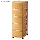 キャスター付き収納チェスト 【5段】 幅34cm 樹脂製 木目調 日本製 ライトブラウン 直送【TS1764】 top1-ds-1726231-ah [簡素パッケージ品]