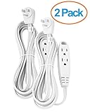 Aurum Cables 10-Feet 3 Outlet Extension Cord Indoor/Outdoor Extension Cord 16AWG 2 Pack - White - UL