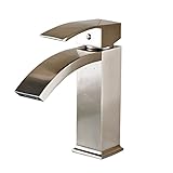 Senlesen Nickel Brushed Waterfall Bathroom Sink Vessel faucet Lavatory Mixer Tap [並行輸入品]