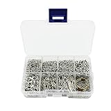 ハンドメイド アクセサリー 基礎パーツセット 8種 約1630個 カニカン ヒートン 留め金具 (プラチナカラー)
