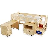LOWYA ロフトベッド シングル システムベッド 収納ラック デスク 3点セット ナチュラル