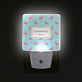 Alaza LED Night Light withスマートDusk to Dawnセンサー、素敵なピンクフラミンゴパターンプラグin Night Light Great Forベッドルームバスルーム