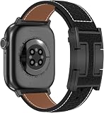 2025革新デザイン For Apple Watch バンド 本革 レディース H型バックル Apple Watch Ultra3/Ultra2, Series11/10/9/8/7/6/5/4/3/2/1/SE レザー交換ベルト 可愛い オシャレ アップルウォッチ バンド 女性向け iWatch 38mm 40mm 41mm 42mm 44mm 45mm 46mm 49mmに対応 (ブラック, 38/40/41/42mm(Series11 10の42mm))