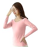 Plus Nao(プラスナオ) Tシャツ カットソー カップ付き ブラトップ プルオーバー 長袖 ラウンドネック シンプル 無地 レディース トップス L ピンク