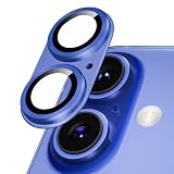Podick カメラカバー iPhone 16 /16 Plus用 カメラフィルム 全面保護 9H強化ガラス アルミ合金 傷防止 レンズ保護 耐衝撃 アイフォン16 /16 プラス 用 カメラ保護 高透過率 黒縁取り 露出オーバー防止 カメラレンズプロテクター ウルトラマリン