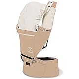 LaNova 抱っこひも ベビーキャリー 3歳まで使える 赤ちゃん 抱っこ紐 (スリーピングフード&よだれパッド付き) ベージュ 無地