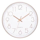 掛け時計 電波 静音 壁掛け時計 北欧 おしゃれ 時計 壁掛け 見やすい 30cm アナログ 夜間秒針停止 シンプル (ゴールド)
