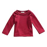ALLAIBB ベビー服 シャツ 長袖 女の子 キッズ ブラウス コットン 春秋冬 防寒 ふわふわ 肌着 無地 size 100 (赤)