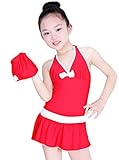 (トヨベイ)Toyobuy 可愛い 水着 ワンピース キッズ 女の子 スクール 子供 ジュニアスイムウエアレディース ビキニ 水着 キャップ付き 海水浴 温泉 スイミング ホルターネック 赤 4XL
