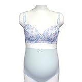マタニティぼかしバラ花柄ブラトップ＆ショーツセット　授乳機能付 (M, サックス)