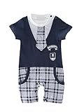 AvaCostumeベビーボーイイギリススタイルのチェックズンパス服、ブルー 9M