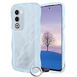 OPPO A5 5G ケース ブルー ウェーブ TPU波状のバンパー 半透明 スマホケース かわいい うねうね オッポ A5-5G ウェーブ デザイン 可愛い 韓国 女性用 薄型 人気 おしゃれ 耐衝撃 ストラップホール付き(ブルー)