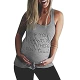 HUYB妊娠中　女性 IF YOU Don't 　レタープリント　Ｔシャツ　可愛い　おしゃれ　トップス　ノースリーブTシャツ　レディース快適　マタニティ服レディース (XL, グレー)