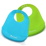 BONISONトップ品質ソフトシリコンよだれかけ防水よだれかけ2パック( 0 – 5年(ブルー、グリーン、ピンク、&オレンジさまざまなセット)