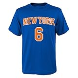 Kristaps Porzingis新しいYork Knicks # 6 Youth Player Name & Number Tシャツブルー ブルー