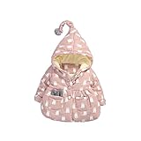 Pojour ベビー服 子供服 女の子コート 冬 防寒 かわいいネゴジャケット おしゃれフード付きコート 厚手 裏毛 暖かい 綿 ベビールームウェア 普段着 カジュアル 旅行 記念日 プレゼント ピン