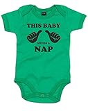 (この赤ちゃんは昼寝が必要。) This Baby Needs A Nap, プリント　ベビースーツ - グリーン/黒 0-3 ヶ月