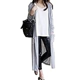 (モコベビー) MOKO BABY レディース サマー ロング カーディガン 薄手 冷房対策 日焼け防止 美スタイル 体型カバー ポケット 通勤 旅行 ビーチ (ブラック)