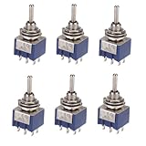 6pcs 楽器用　2ウェイ3極　6A 125V　トグルスイッチ   ミニトグル スイッチ DIY　シルバー 濃いブルー