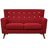 大川家具 3色から選べるワイドハイバックソファシリーズ 2人掛けソファ レッド SKT-0150 代引不可