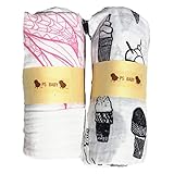 PS BABY 2組 モスリン コットン ベビー ガーゼ おくるみ ケット (エンジェルピンクxアイス)