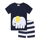 hooyi男の子子供パジャマコットンショートスリーブの象のパジャマセット (青い, 3)