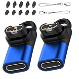 Garmin(ガーミン)用変換アダプター（2個） L型Type-C対応 + 防塵プラグ 充電ポート用（10個）TPU素材 スマートウオッチ変換アダプター ガーミン用 変換アダプター USB Type C 変換アダプター Garmin用 スマートウォッチ 充電ケーブル 急速充電器 vivosmart5/ForeAthlete55/venu sq2/venu2/Fenixシリーズに対応(ブルー)