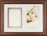 Anika-Baby BabyRice Baby Handprint Footprint Kit Soft White Clay Dough Dark Wood Box Photo Display F