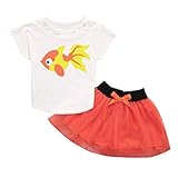 笑え熊 乳幼児 夏Tシャツ 金魚プリントTシャツ+蝶結びスカートセット カジュアル 人気 普段着 キッズ おしゃれ