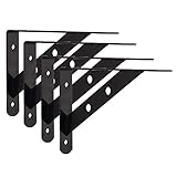 lewu l字 棚受け 鉄厚さ3mm アイアンブラケット 4本入れ ビス付き ブラック (300x190mm)