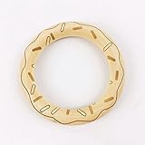 Mamimami Home おしゃれで歯固め リング 天然木製 レーザー印刷　チュアブル ブレスレット DIY ガラガラ 噛がため　おもちゃ　70mm 5個 「ドーナツ」