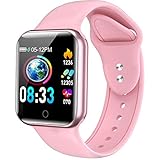 【令和最新版・大字幕】 スマートウォッチ レディース 睡眠計測 IP67防水 スポーツウォッチ 活動量計 GPS運動記録 多機能腕時計 電話着信/SMS/Lineなど通知 腕時計 長座注意 日本語説明書 iPhone/Android対応 (ローズゴールド)