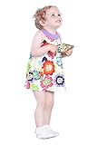 女の子 ベビー 綿 花柄 カラフル ノースリーブ 可愛い 個性的 66cm~90cm (80cm(身長目安73～80cm))