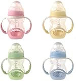Nuby ワイドネック・ハンドル付きボトル・パステルカラー 210ml ( ピンク・イエロー・グリーン・ブルーのうち1色。色はおまかせ。)