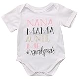幼児新生児赤ちゃん男の子女の子Lovely " Nana Mama Auntie "印刷半袖ロンパースボディスーツOutfit カラー: ホワイト