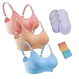 授乳マタニティブラ妊娠哺乳下着、ブラジャー前設置ボタン継ぎ目無通気性いいBraは三枚の下着と三つの延長ボタンと三つのパッドがある母乳育児給餌ブラジャー (L)