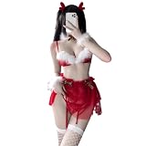 [GSYCL] トナカイ コスプレ セクシー クリスマス シースルー サンタクロース ブラジャー ミニースカート ランジェリー 過激 誘惑 袖なし 衣装 コスプレ 女子 写真 撮影 余興 記念日 新年 可愛い ストッキング 7点セット